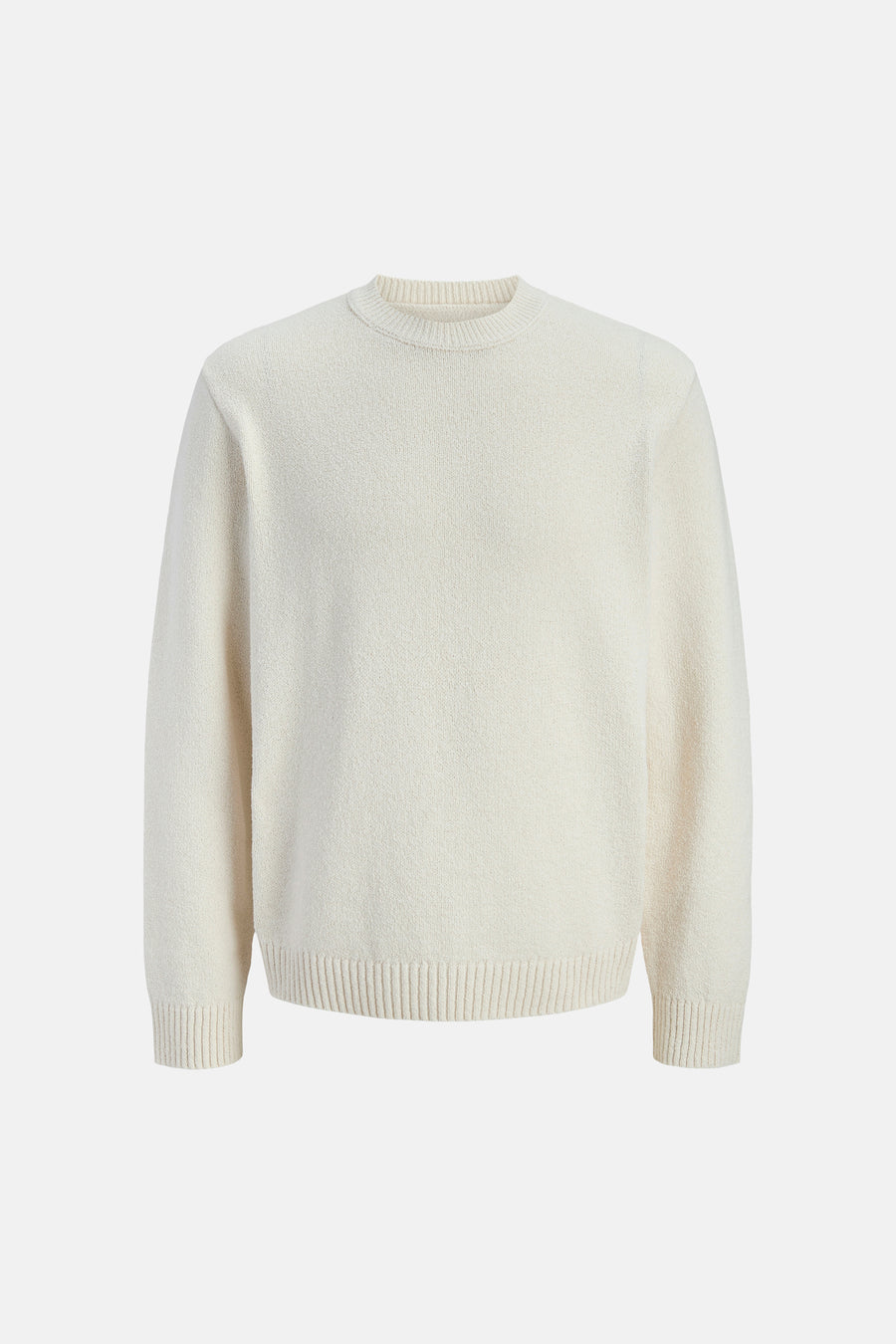 Ecru ronde hals trui van ORIGINALS BY JACK & JONES, in een getextureerde gebreide stof met geribde boorden.