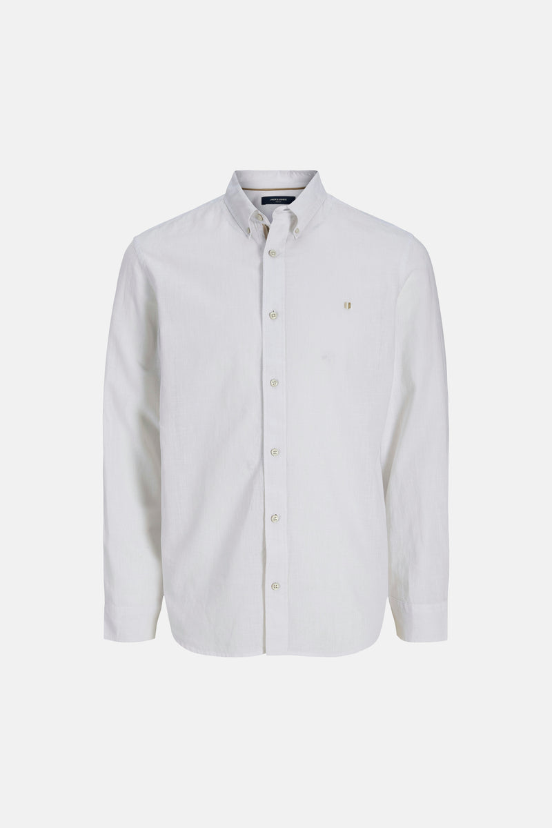 Chemise blanche à manches longues par PREMIUM by JACK & JONES, avec boutons et logo discret.