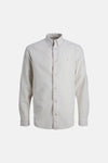Beige gestreept overhemd, van PREMIUM by JACK & JONES, met knopen aan de voorkant.