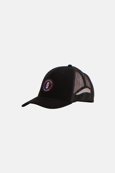 Zwarte pet van ACCESSORIES BY JACK & JONES met mesh-inzetstuk aan de achterkant.