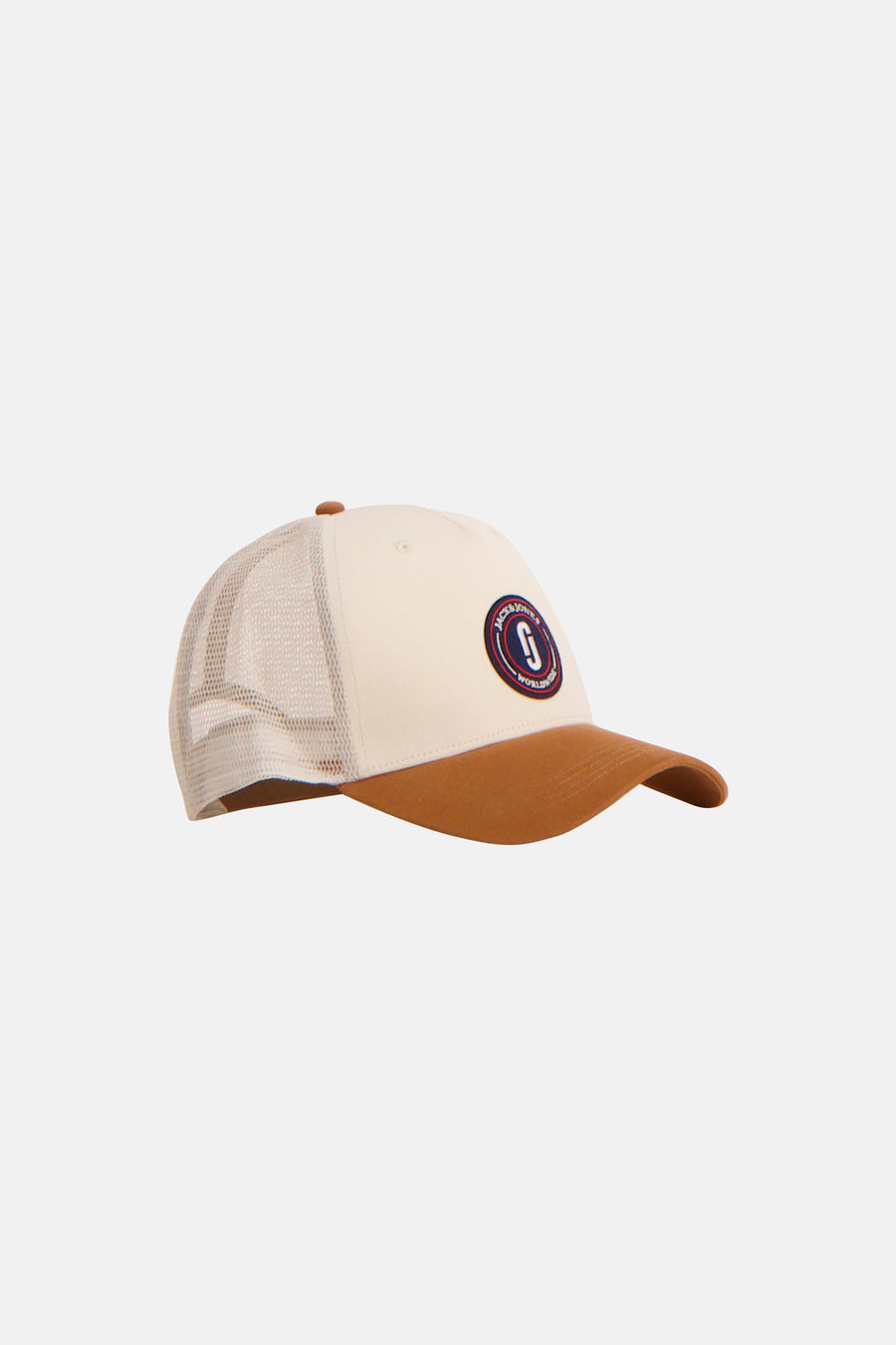 Casquette multicolore de Accessories by Jack & Jones, avec une visière marron et un empiècement en mesh.