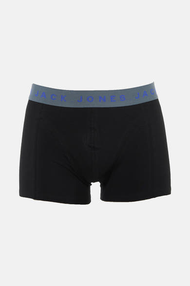 Boxer noir par ACCESSORIES BY JACK & JONES, ceinture élastique grise avec lettrage bleu.