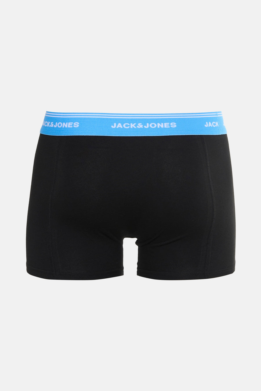 Boxer noir de ACCESSORIES BY JACK & JONES, avec une ceinture élastique bleu clair à rayures blanches.