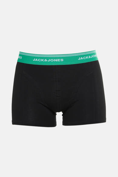 Zwarte boxer van ACCESSORIES BY JACK & JONES met een groene en witte elastische tailleband.
