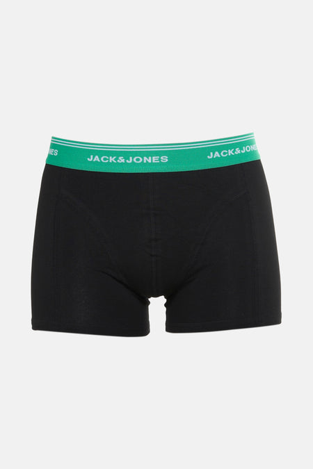 Zwarte boxer van ACCESSORIES BY JACK & JONES met een groene en witte elastische tailleband.