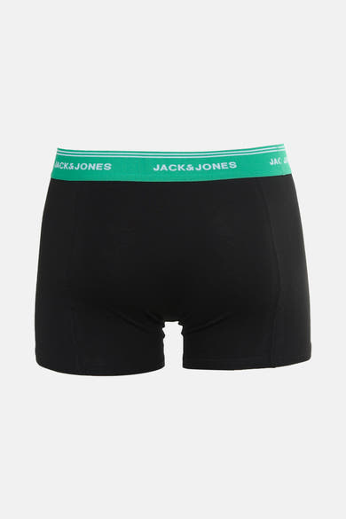 Boxer noir de ACCESSORIES BY JACK & JONES avec ceinture élastique verte et blanche.