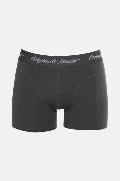 Grijze boxer van ACCESSORIES BY JACK & JONES met elastische tailleband met logo en zichtbare naden.