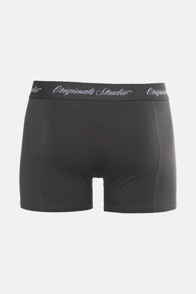 Boxer gris par ACCESSORIES BY JACK & JONES avec ceinture élastique logotée et coutures apparentes.
