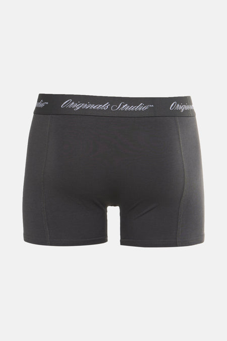 Boxer gris par ACCESSORIES BY JACK & JONES avec ceinture élastique logotée et coutures apparentes.