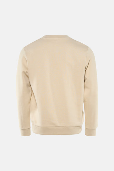 Sweat beige de JACK & JONES, vue arrière, avec poignets et ourlet côtelés.