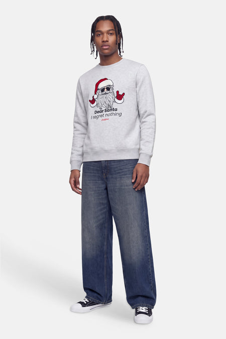 Sweater O-hals - White Melange