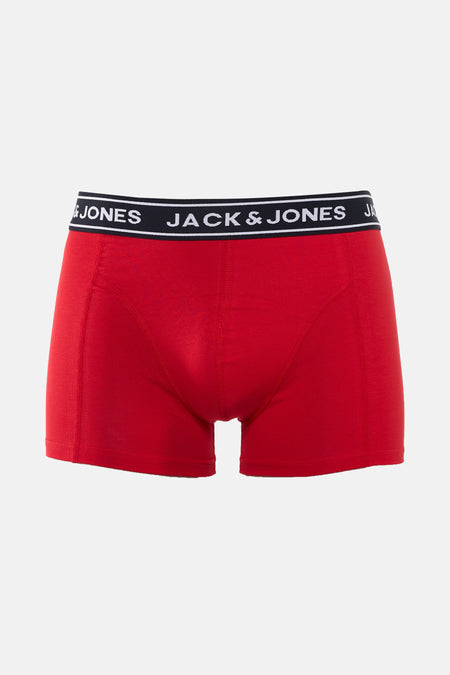 Boxer rouge d'ACCESSORIES BY JACK & JONES avec ceinture noire et logo blanc.