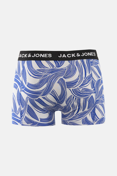 Boxer multicolore de ACCESSORIES BY JACK & JONES avec motif de feuilles bleues et blanches.