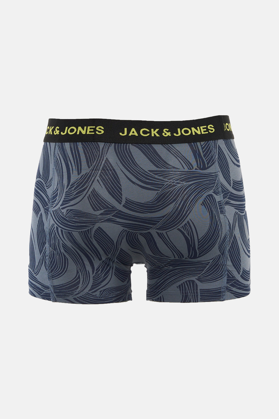 Boxer bleu ACCESSORIES BY JACK & JONES avec motif ondulé bleu marine et ceinture noire logotée.