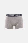 Grijs gemêleerde boxer van ACCESSORIES BY JACK & JONES, met zwarte elastische tailleband en merklogo.