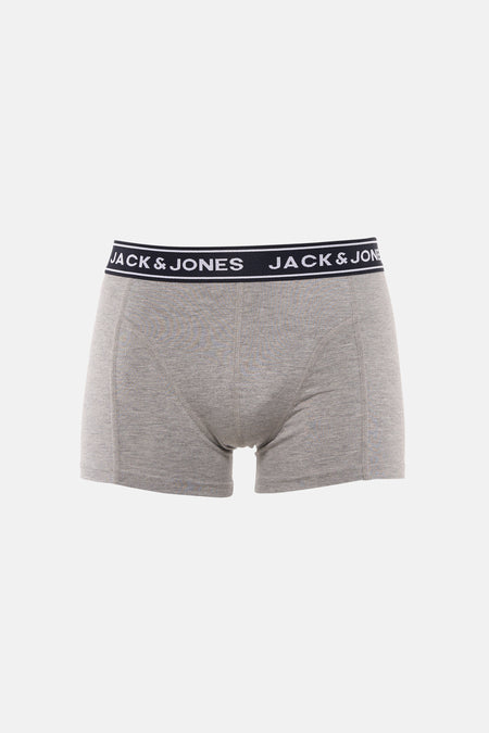 Grijs gemêleerde boxer van ACCESSORIES BY JACK & JONES, met zwarte elastische tailleband en merklogo.