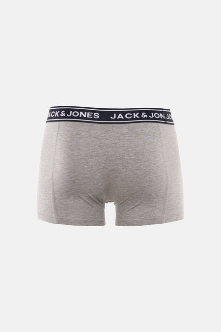 Boxer gris chiné de ACCESSORIES BY JACK & JONES, avec ceinture élastique noire et logo de la marque.