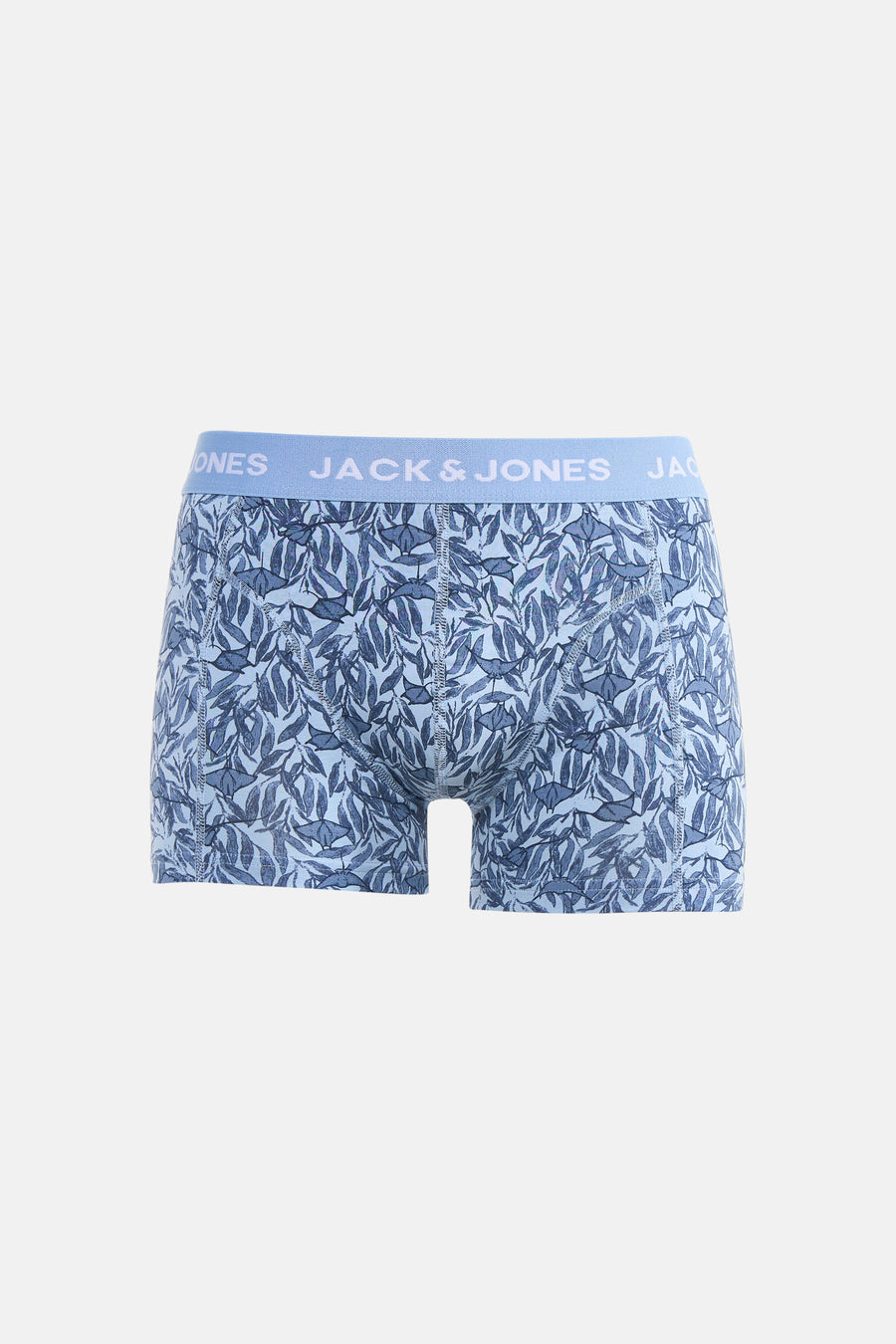 Boxer bleu à motif de feuilles par ACCESSORIES BY JACK & JONES, avec ceinture logotypée.