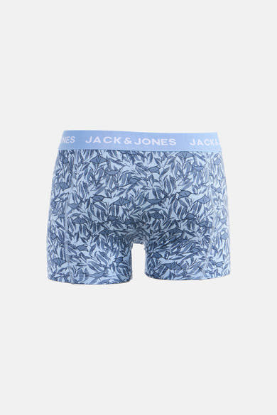 Boxer bleu ACCESSORIES BY JACK & JONES avec motif de feuilles bleues.