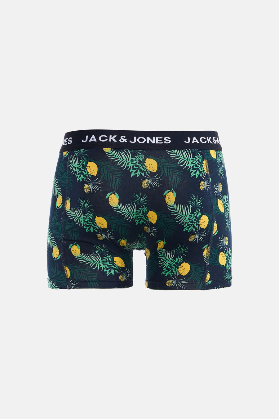 Boxer bleu ACCESSORIES BY JACK & JONES avec motif imprimé citron et feuilles tropicales.