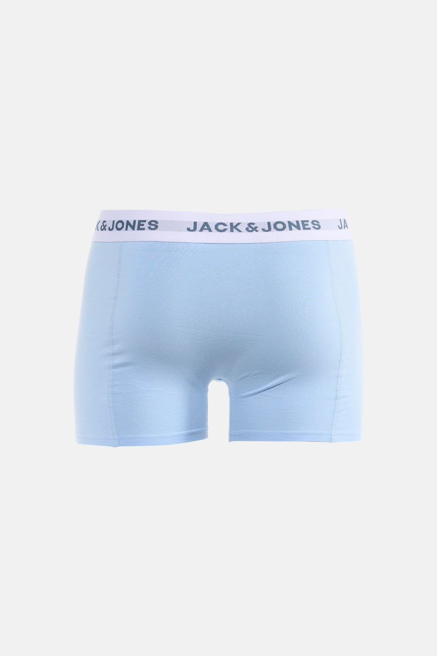 Boxer bleu par ACCESSORIES BY JACK & JONES, avec une ceinture élastique logotée, sur fond blanc.