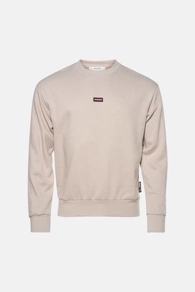 Sweat col rond écru JACK & JONES à manches longues, avec petit logo sur la poitrine