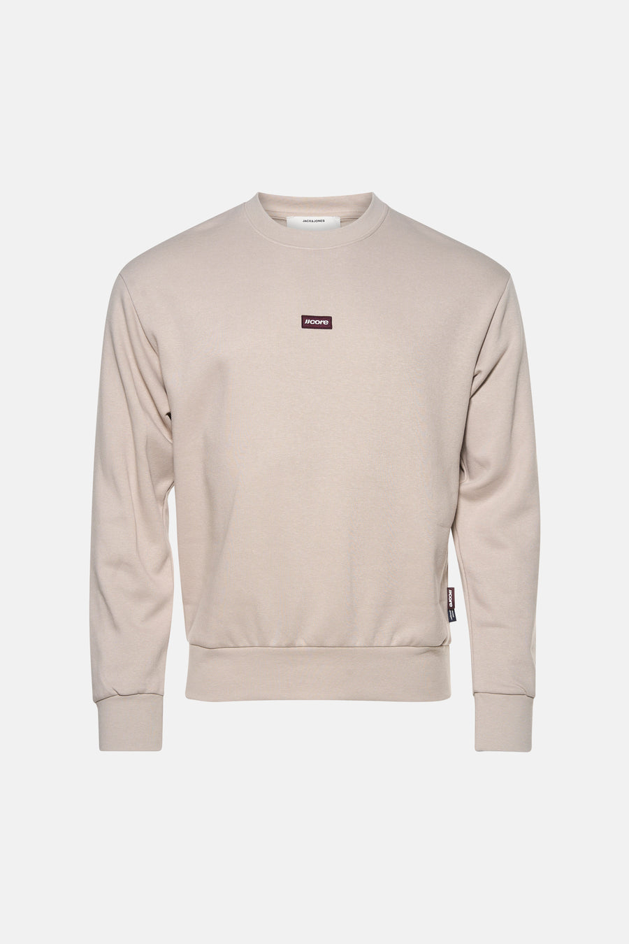 Sweat col rond écru JACK & JONES à manches longues, avec petit logo sur la poitrine