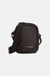 Black crossbody bag by Jack & Jones with minimalist design and adjustable strap, front view.
