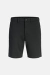 Chino noir par PREMIUM by JACK & JONES, coupe courte avec ceinture élastique visible et bouton.