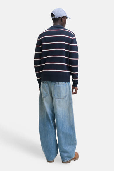 Pull col V - bleu