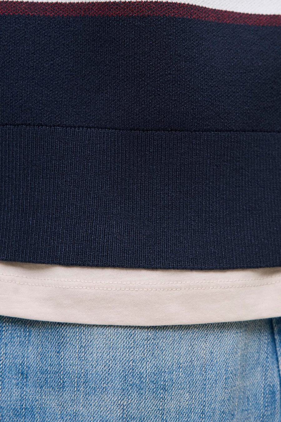 Pull col V - bleu