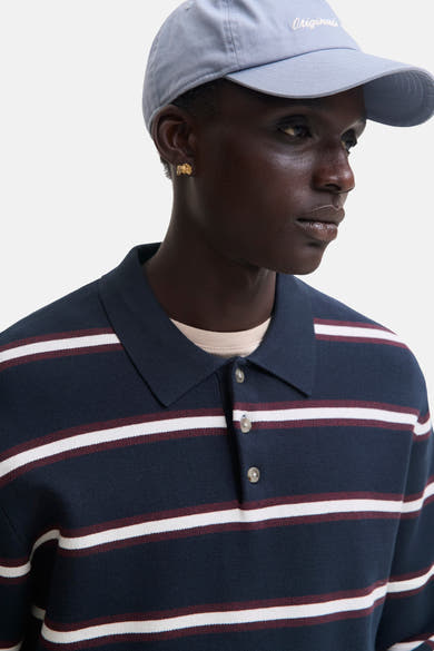 Pull col V - bleu