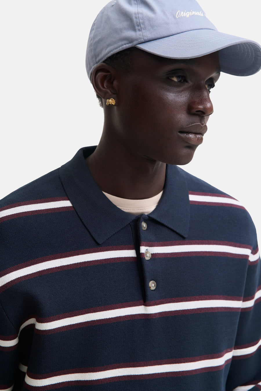 Pull col V - bleu