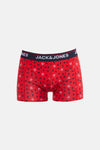 Boxer rouge par ACCESSORIES BY JACK & JONES, avec motifs décoratifs noirs et blancs.