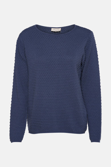 Pull à col rond bleu de FREEQUENT avec une texture en relief.