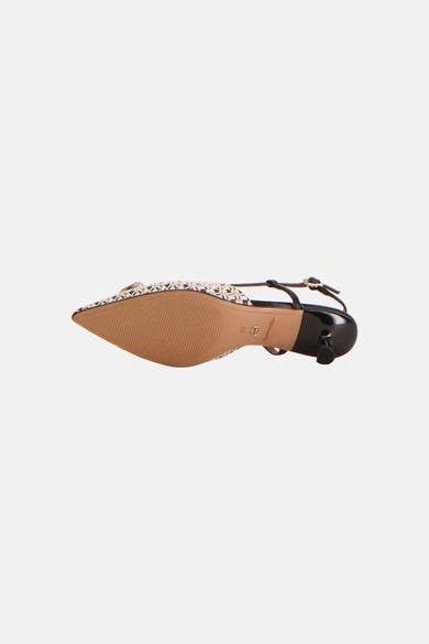 Escarpins multicolores de TAMARIS avec motif tissé, talon aiguille noir verni et bride cheville.