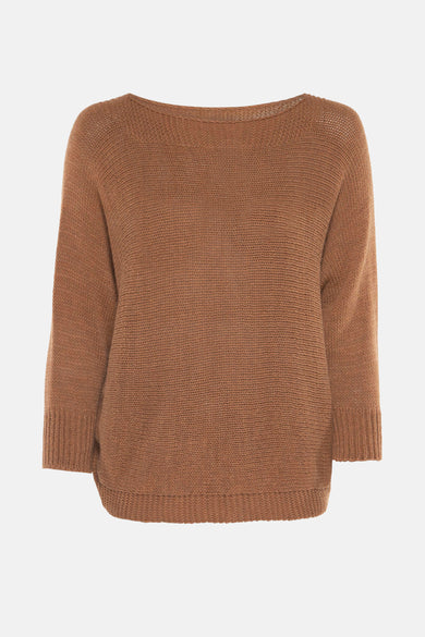 Pull col rond Gris - Terra di Siena