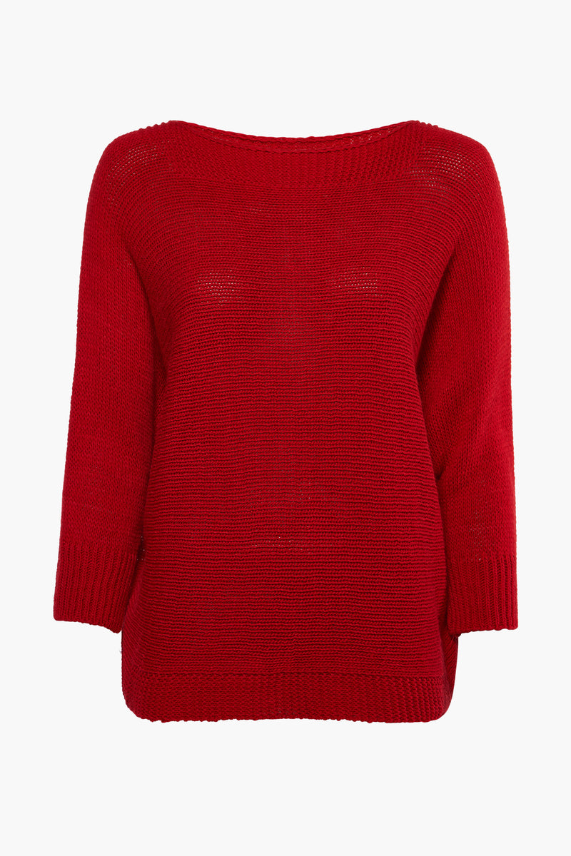 Pull col rond Rouge - Terra di Siena