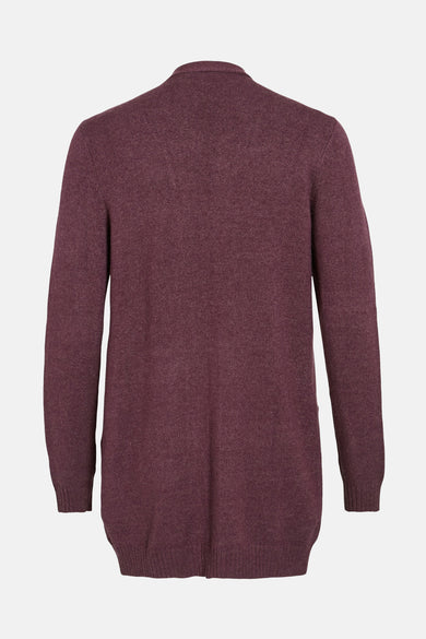 Cardigan violet de VILA®, en maille fine texturée, vue de dos.