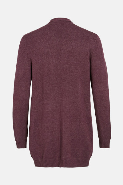 Cardigan violet de VILA®, en maille fine texturée, vue de dos.