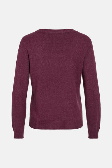 Pull à col rond violet de VILA®, en maille texturée unie, vue de dos.