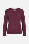 Pull violet à col rond de VILA, en maille fine, avec des manches longues.