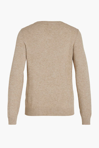 Pull beige by VILA®, coupe classique en tricot avec manches longues et ourlet côtelé, vue arrière.
