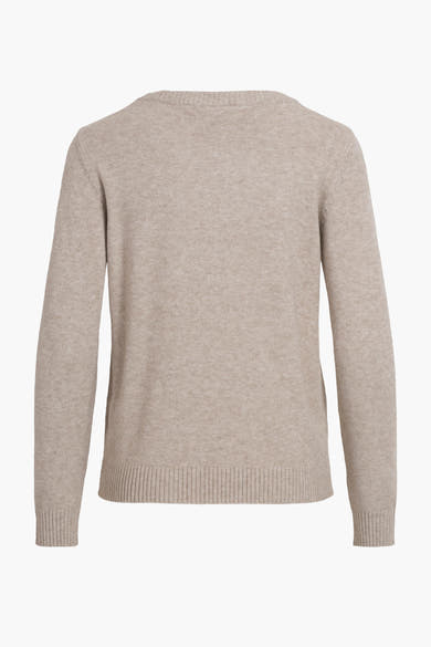 Pull beige de VILA, avec une texture tricotée uniforme et une coupe classique.