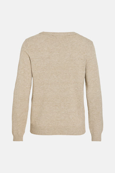 Pull beige de VILA®, en maille fine, vue de dos.
