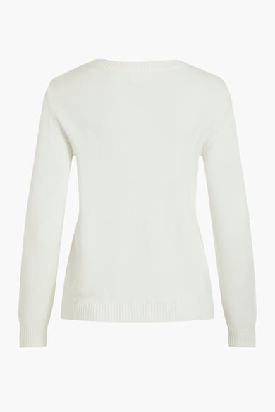Pull blanc en maille de VILA, avec une coupe classique et un col rond, vue de dos.