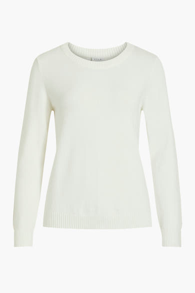 Pull blanc en maille de VILA, coupe classique à manches longues et col rond.