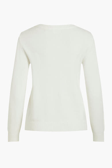 Pull col rond blanc de VILA, avec des manches longues et une texture tricotée fine.
