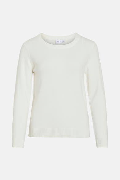 Pull blanc en maille de VILA, avec encolure ras du cou et manches longues.