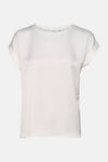 Wit T-shirt met korte mouwen van VILA, met opgerolde zomen aan de mouwen.